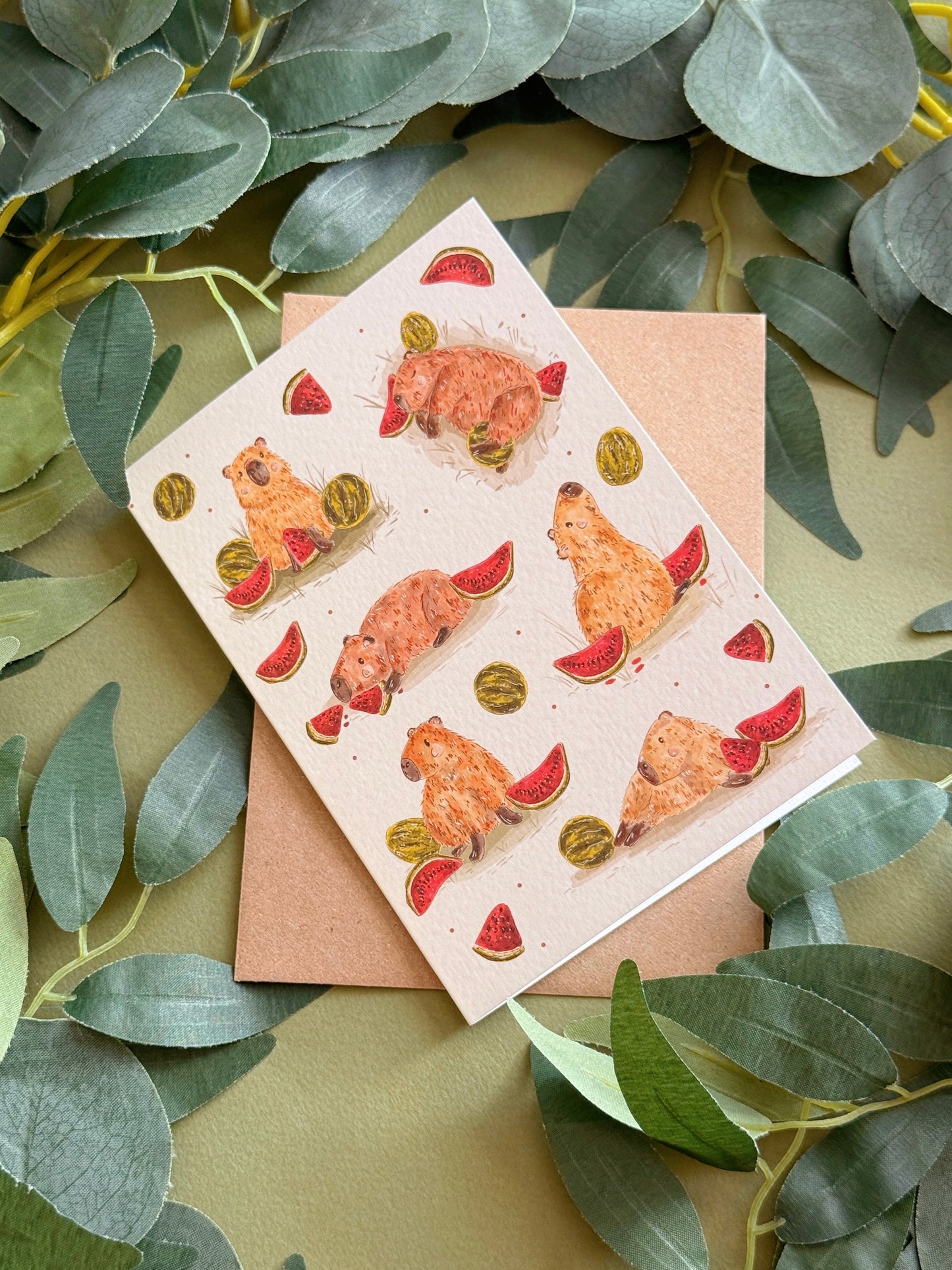 Watermelon Capybara Card