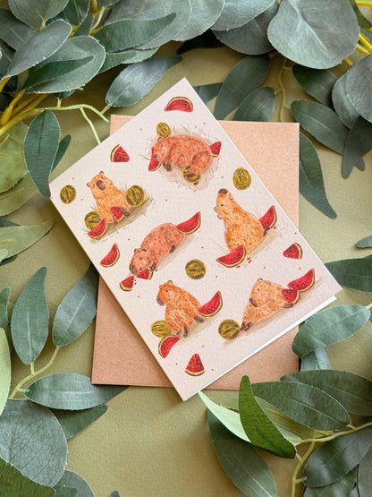 Watermelon Capybara Card
