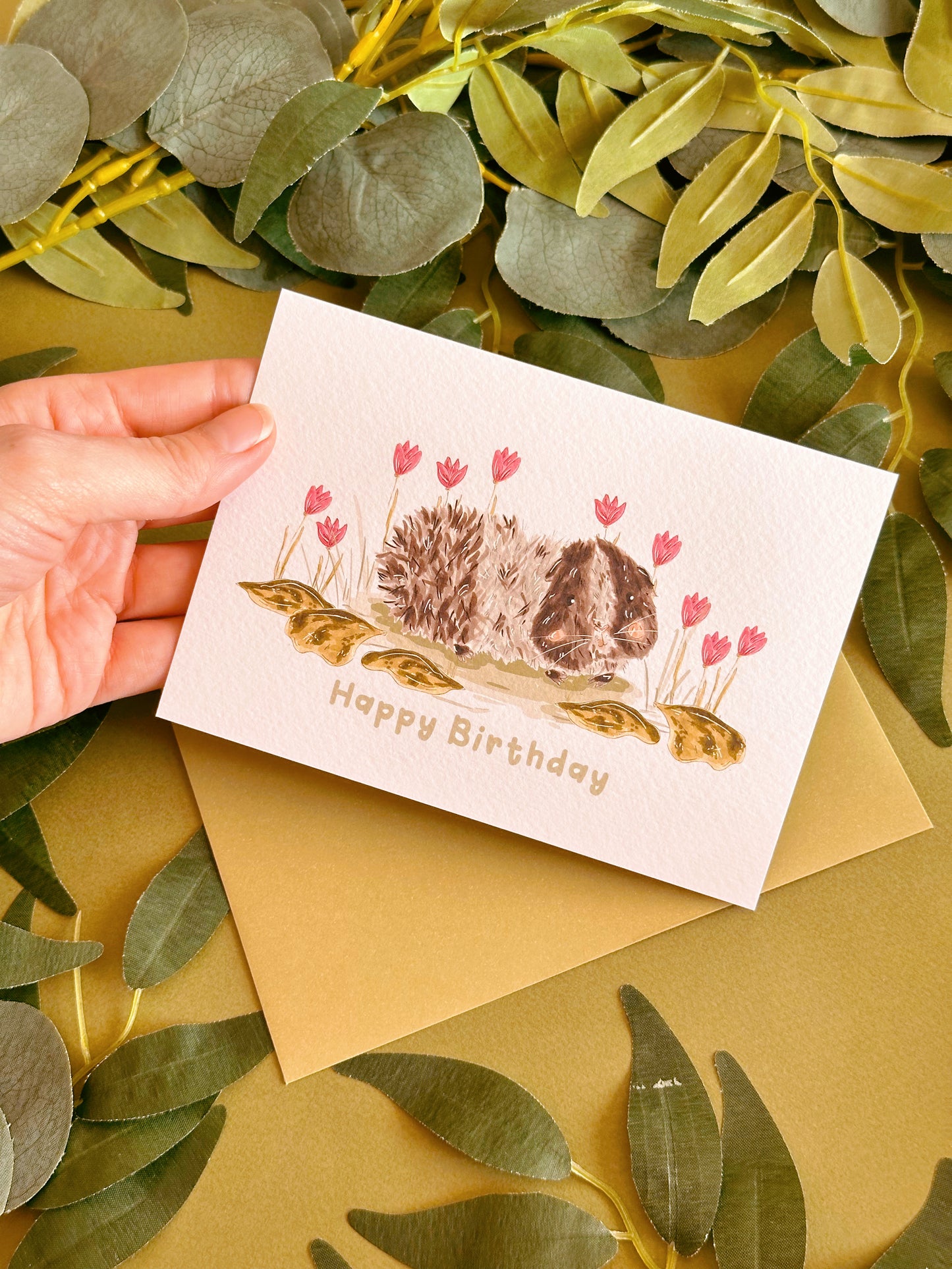 Tulip Guinea Pig Birthday Card