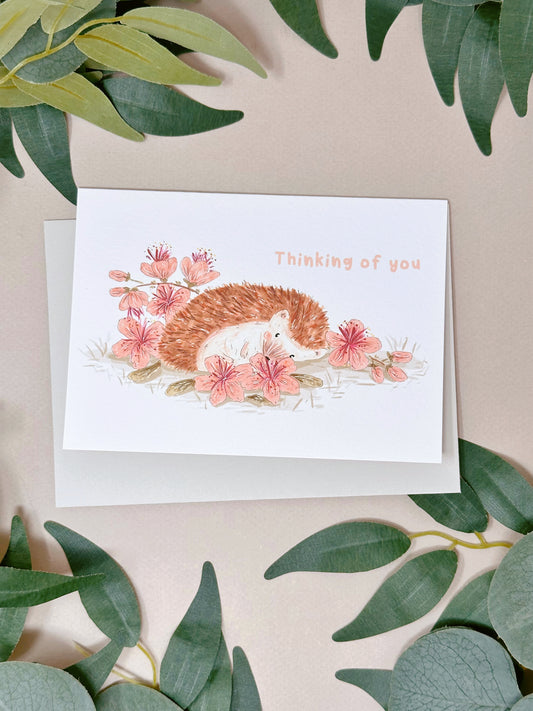 Sakura Hedgehog Thinking of you Card