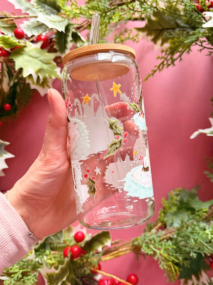 Christmas Penguin Glass Tumbler