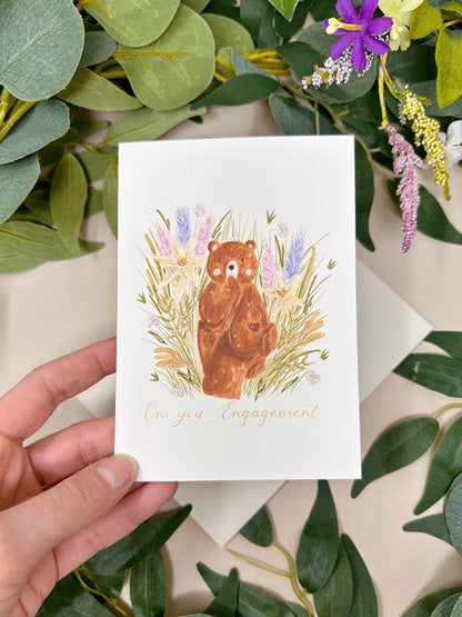 Botanical Bear Engagement Card