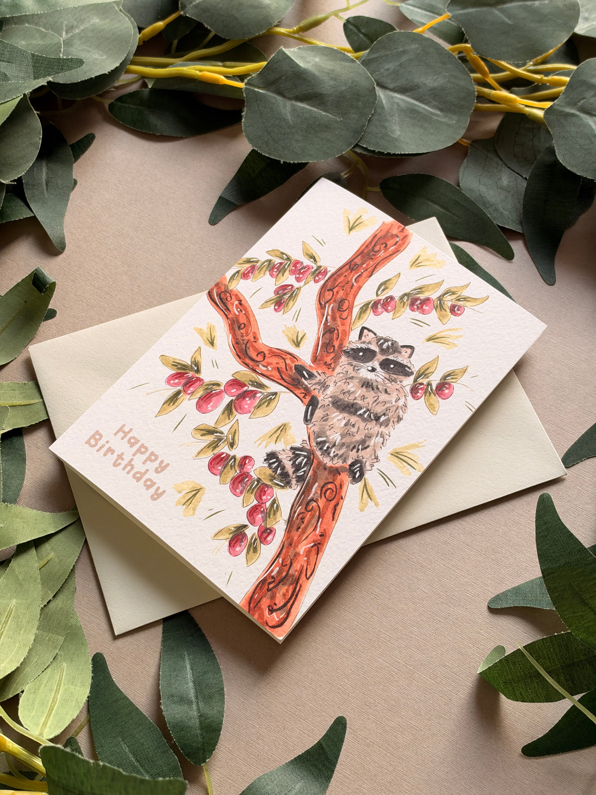 Raccoon Birthday Card