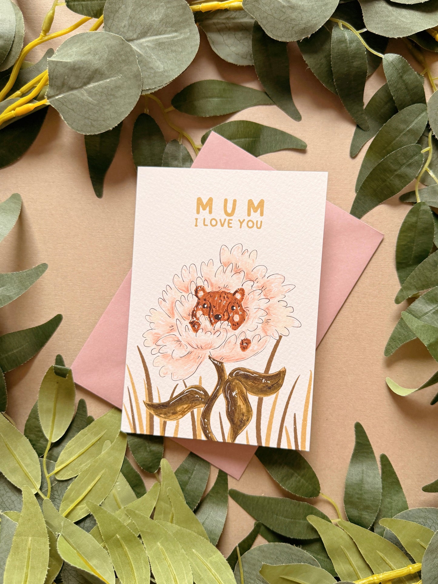 Peony Bear Mum Card