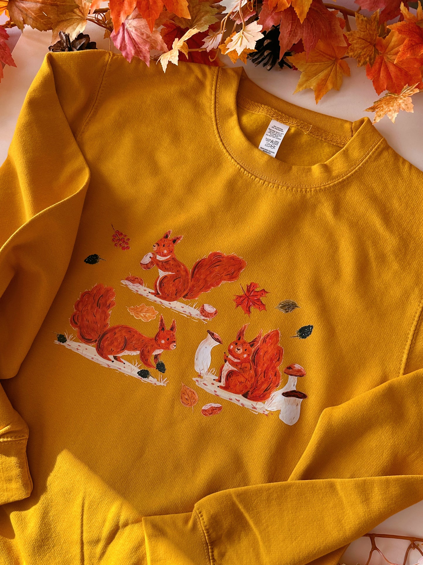 Autumn Red Squirrel Graphic Sweatshirt - ADULT