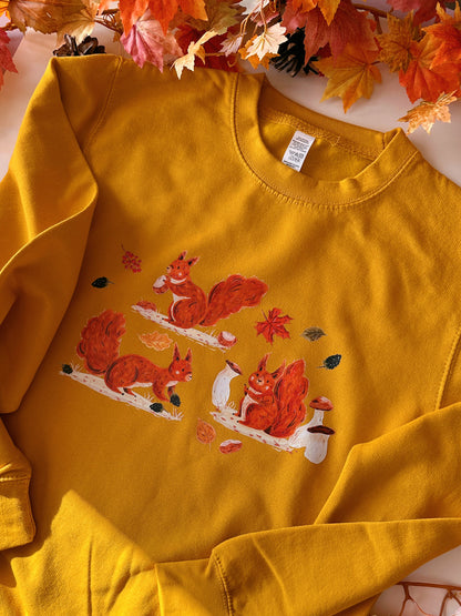 Autumn Red Squirrel Graphic Sweatshirt - ADULT