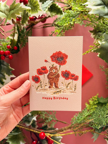 Poppy Bear Birthday Card