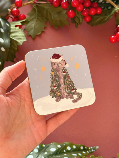 Cat Christmas Coaster