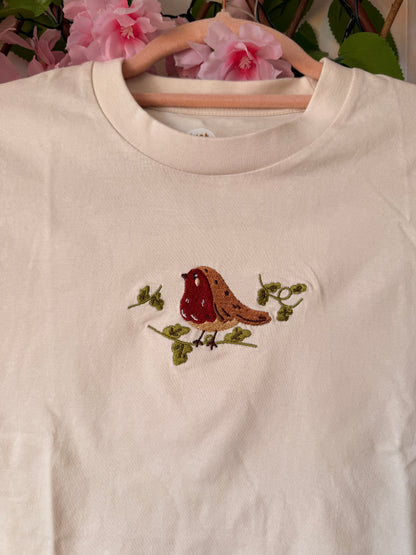 Robin Embroidered T-Shirt - Organic Cotton