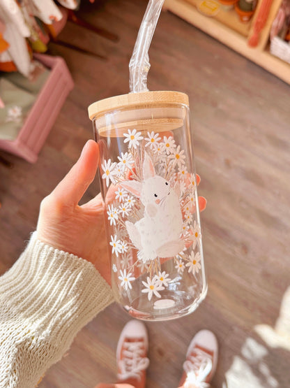 Daisy Rabbit Glass Tumbler