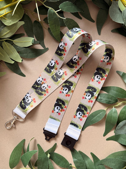 Panda Floral Lanyard