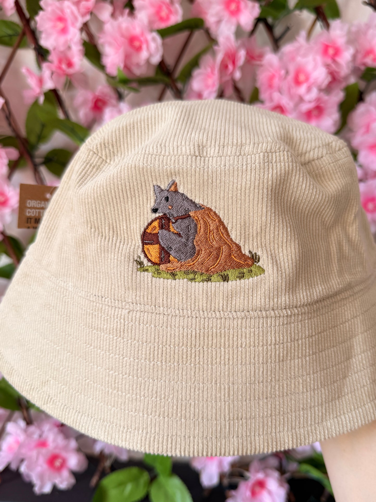 Viking Wolf Embroidered Cord Bucket Hat