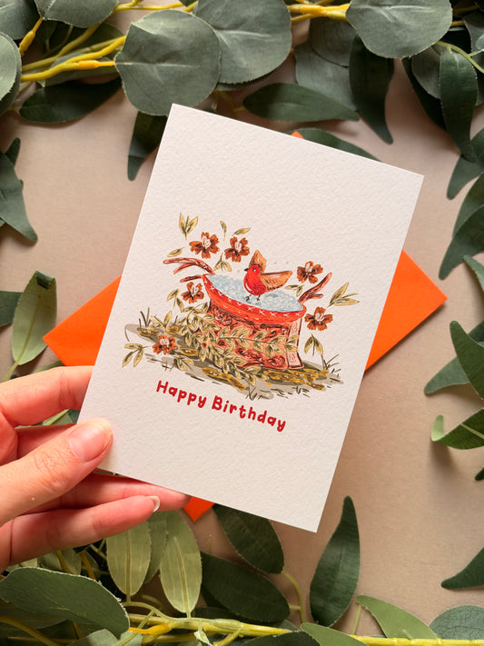 Garden Robin Birthday Card