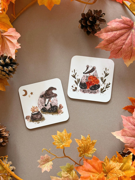 Autumnal Badger Coaster