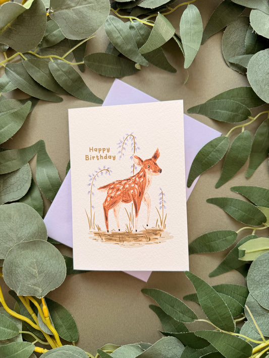 Spring Deer Birthday Card