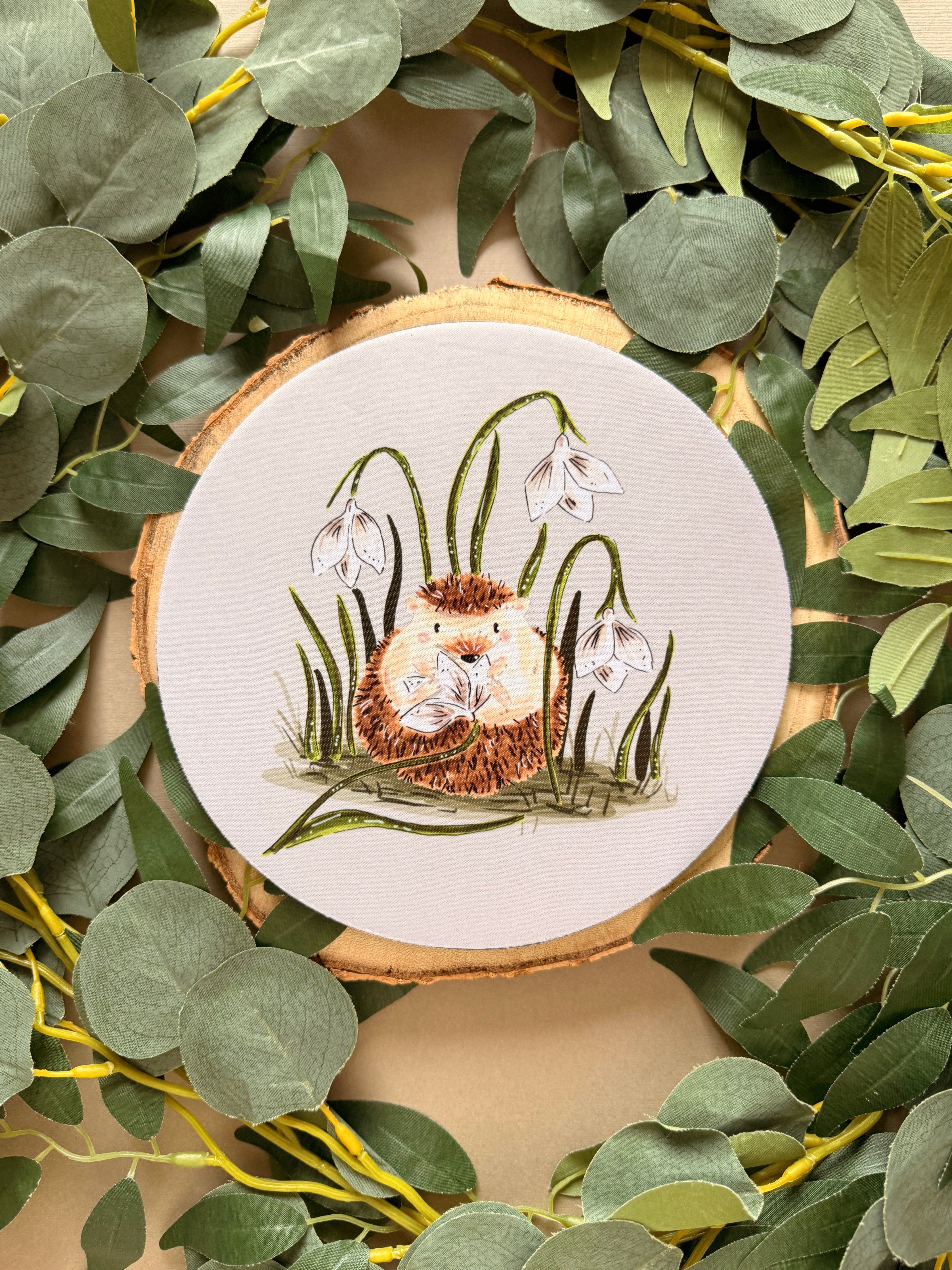 Snowdrop Hedgehog Mousemat – Just Smile Designs