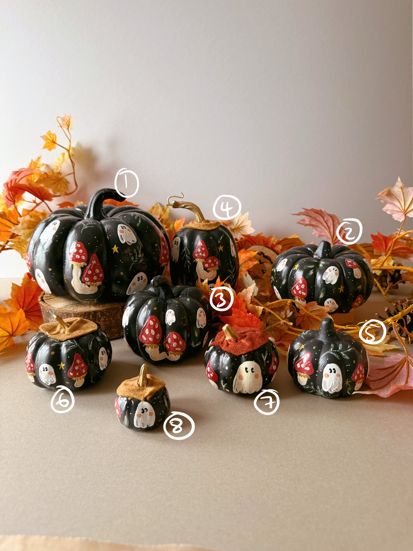 Mushroom Ghost Pumpkins
