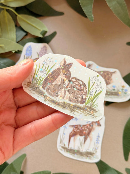 Spring Deer Sticker - Holographic