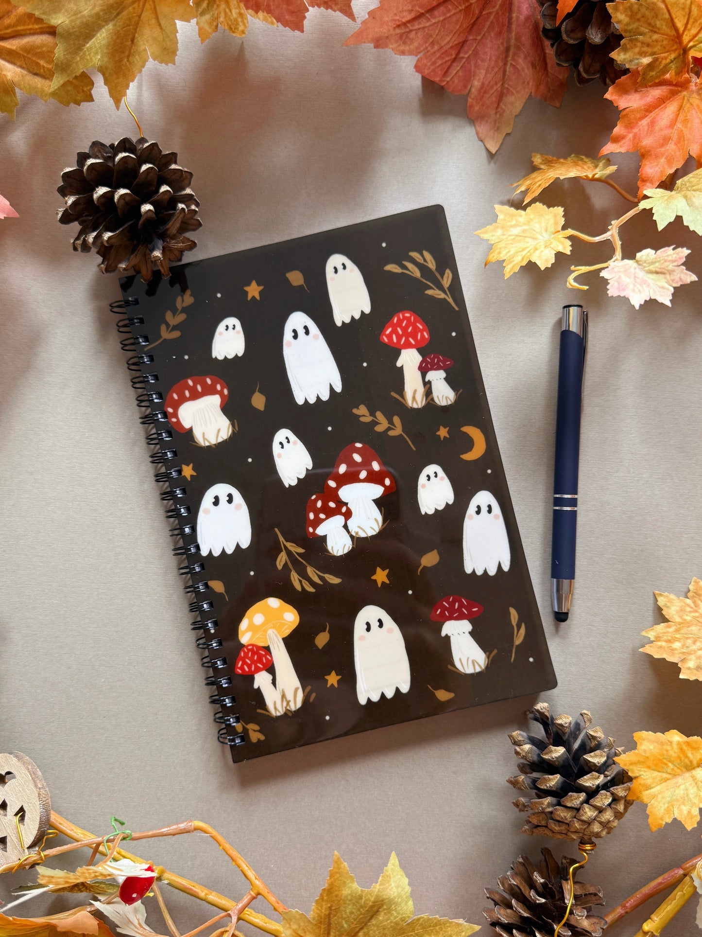 Mushroom Ghost Spiral Notebook - A5