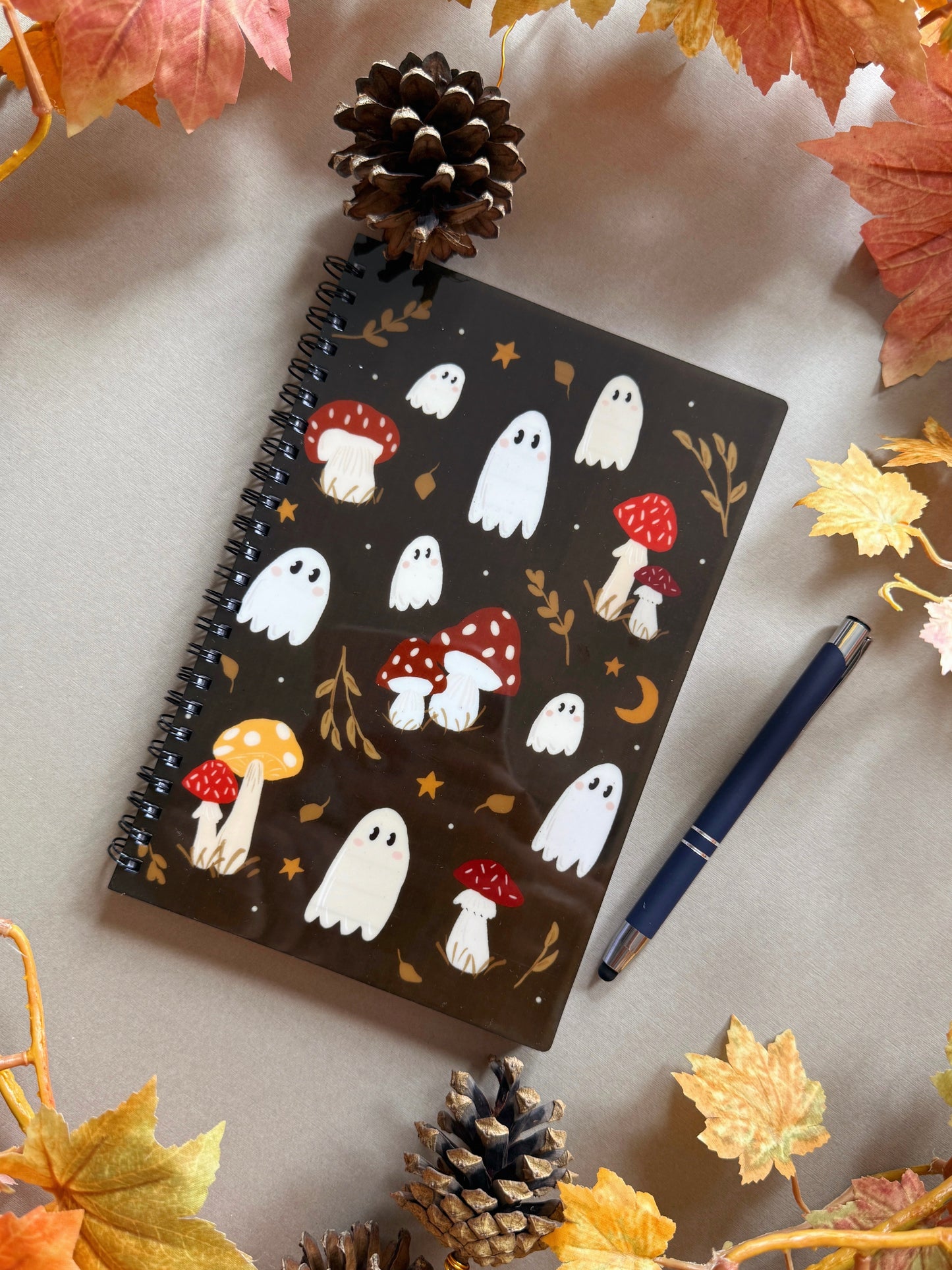 Mushroom Ghost Spiral Notebook - A5