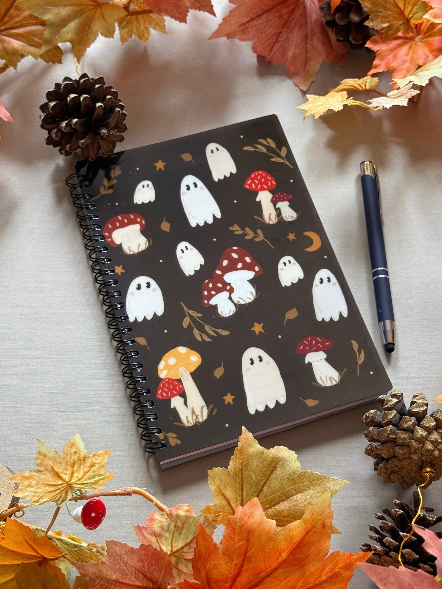 Mushroom Ghost Spiral Notebook - A5