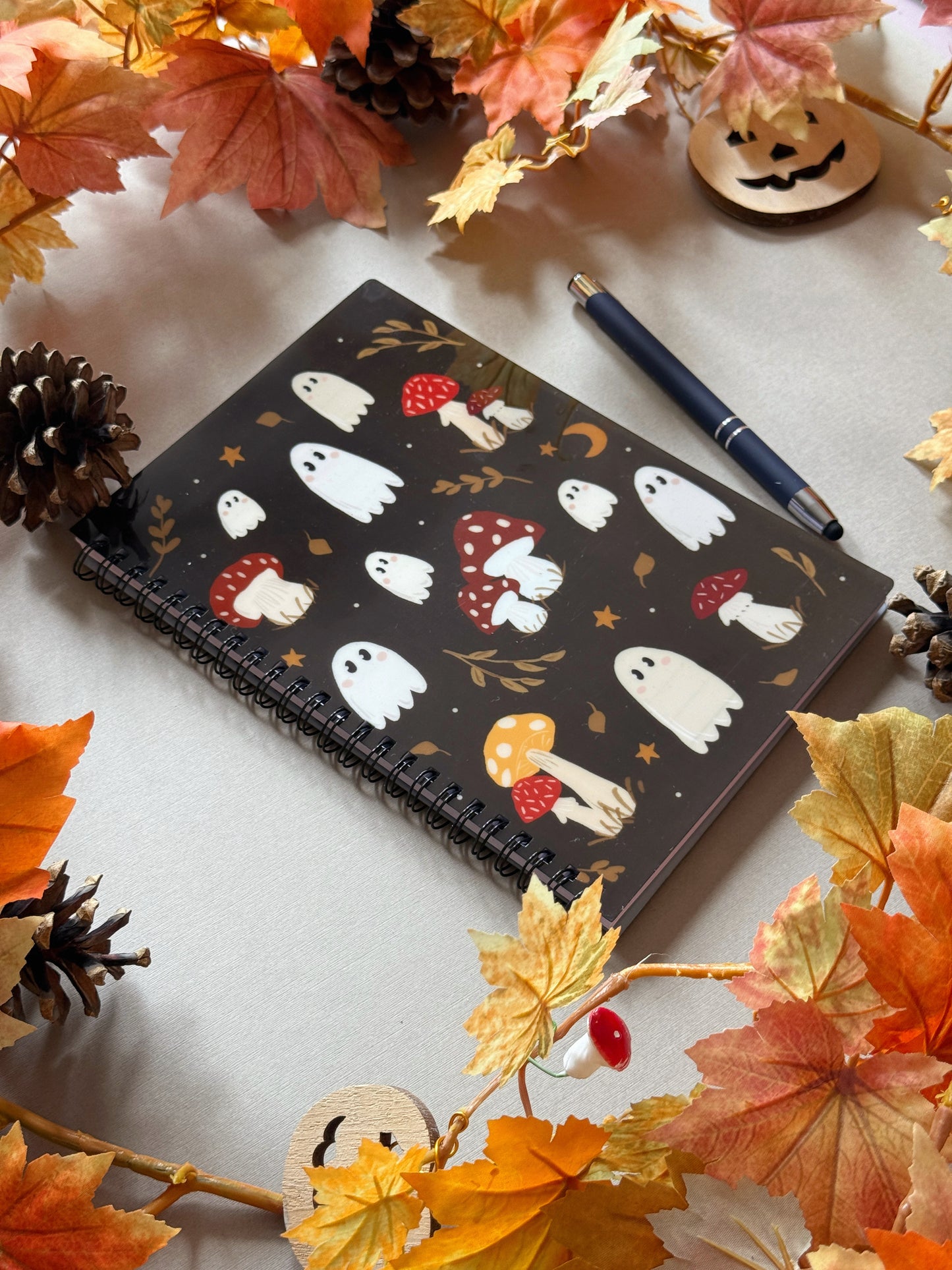 Mushroom Ghost Spiral Notebook - A5
