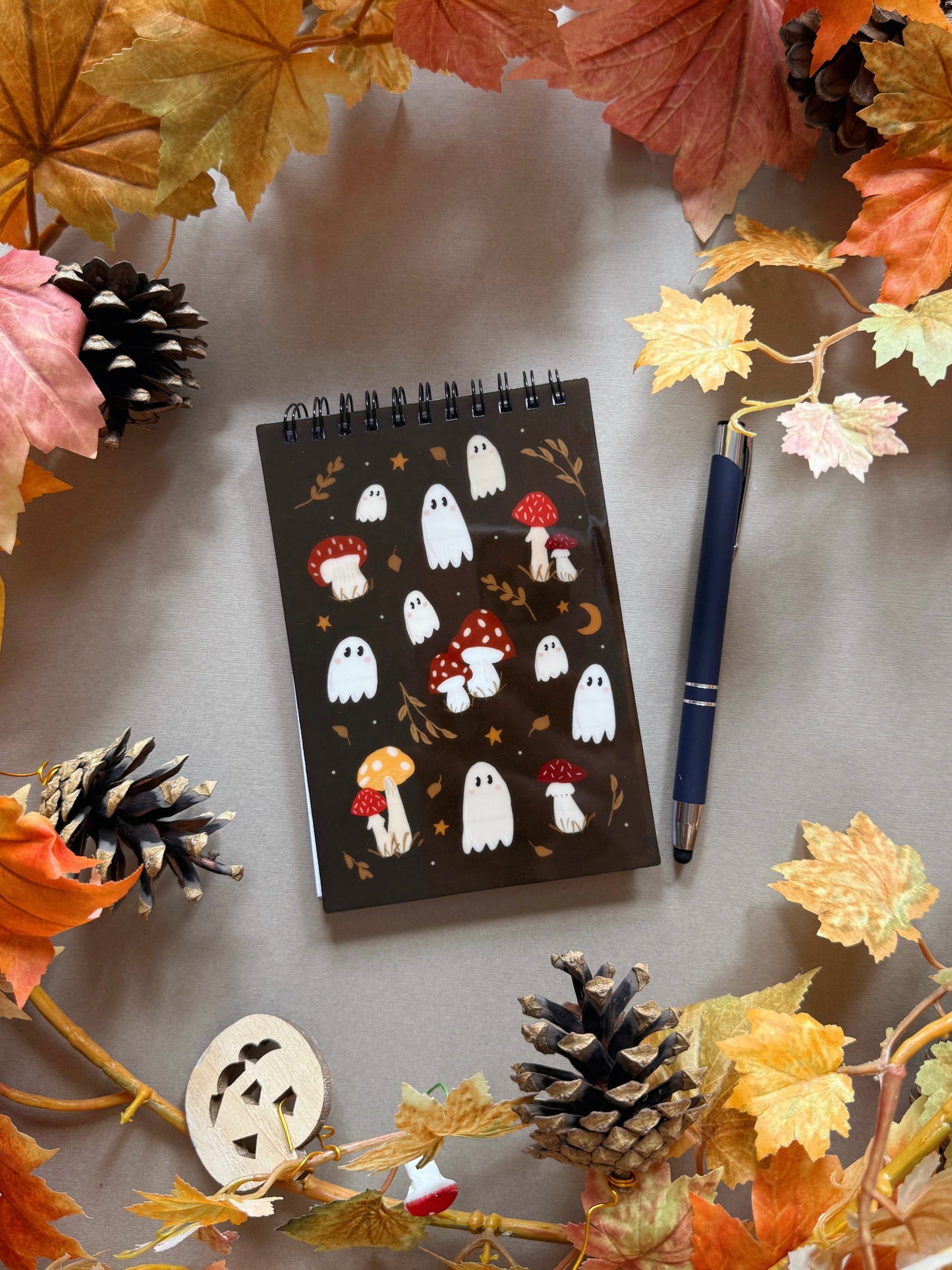 Mushroom Ghost Spiral Notebook - A6