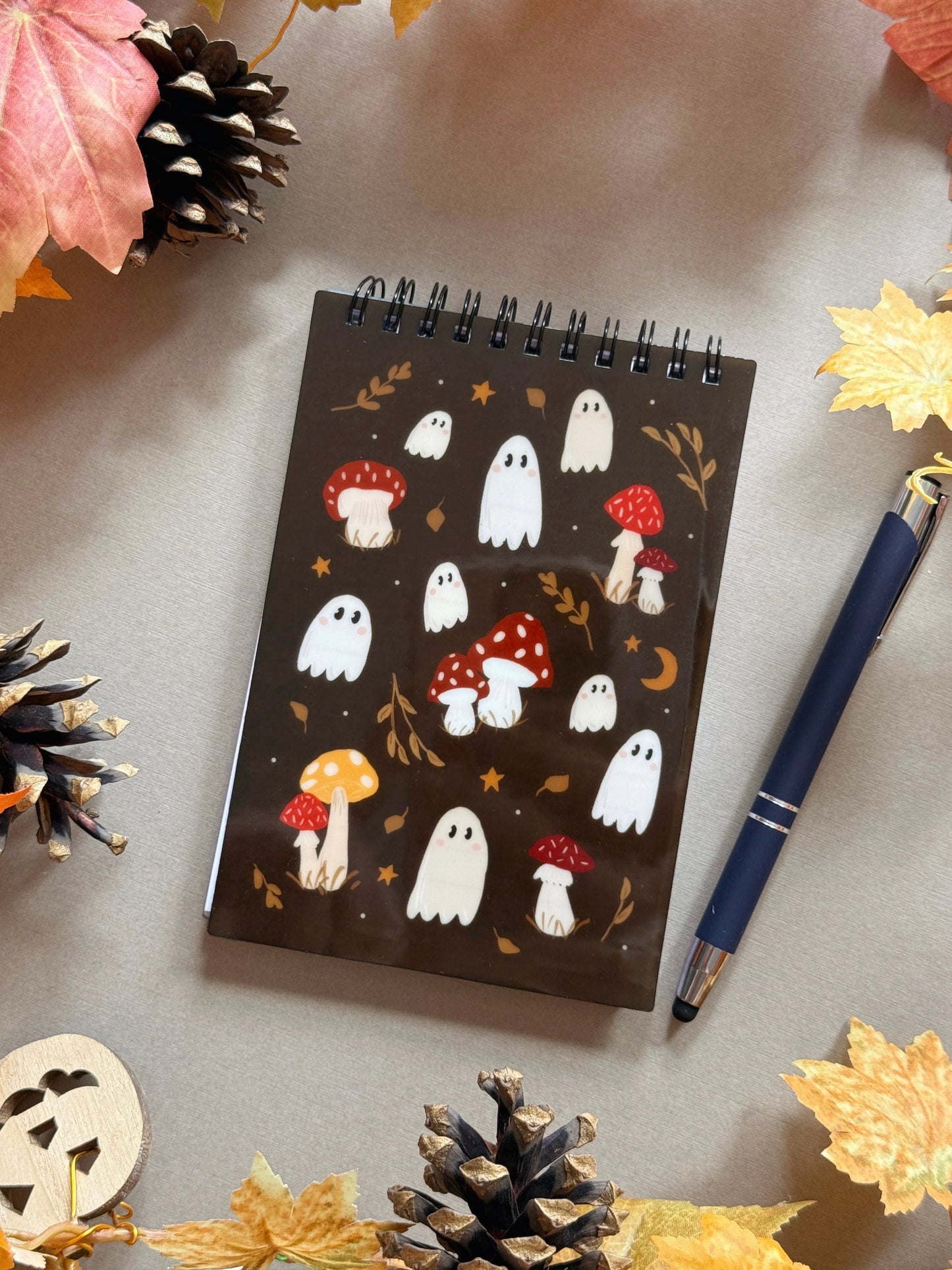 Mushroom Ghost Spiral Notebook - A6