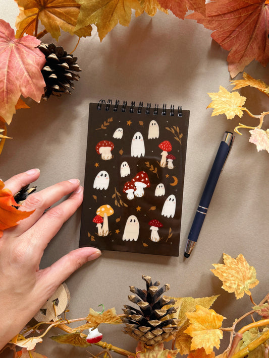 Mushroom Ghost Spiral Notebook - A6