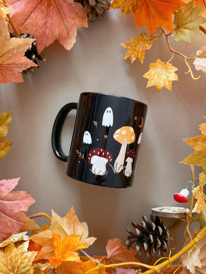 Mushroom Ghost Mug - Black Inner