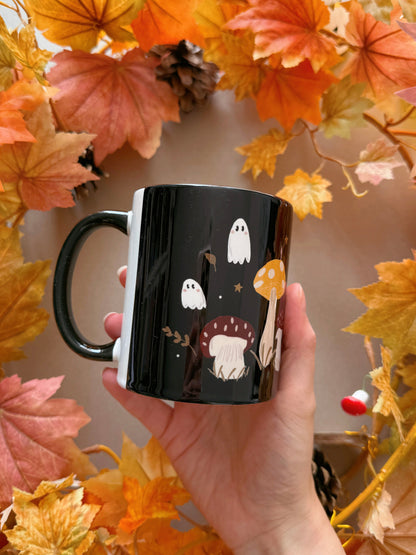 Mushroom Ghost Mug - Black Inner