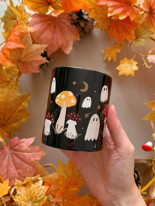 Mushroom Ghost Mug - Black Inner