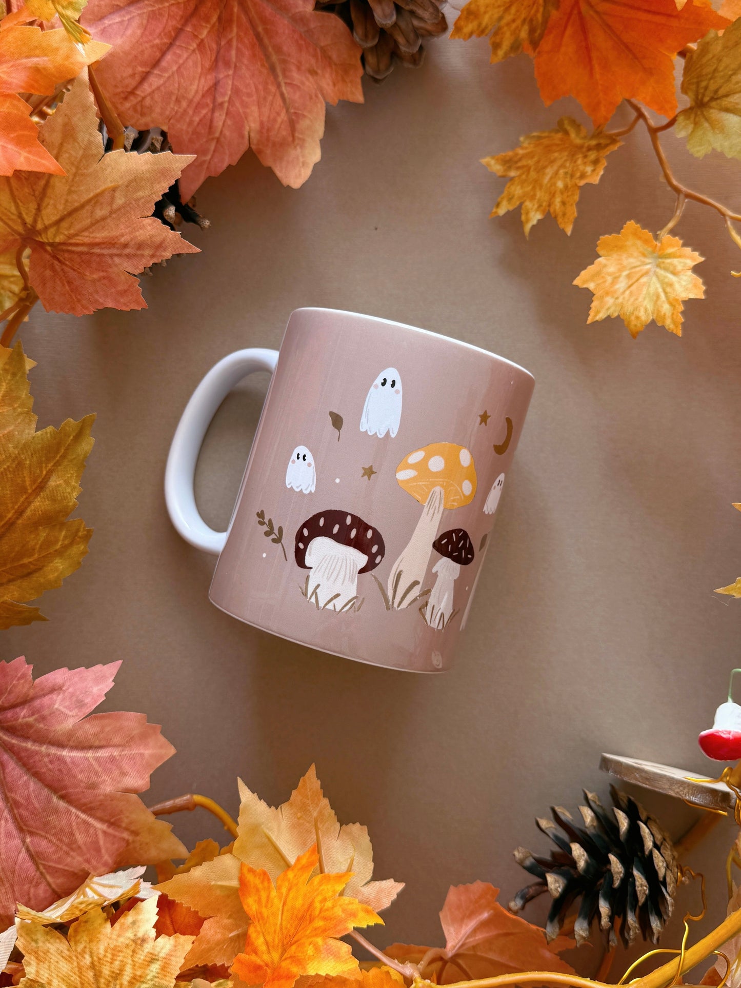 Mushroom Ghost Mug - Tan