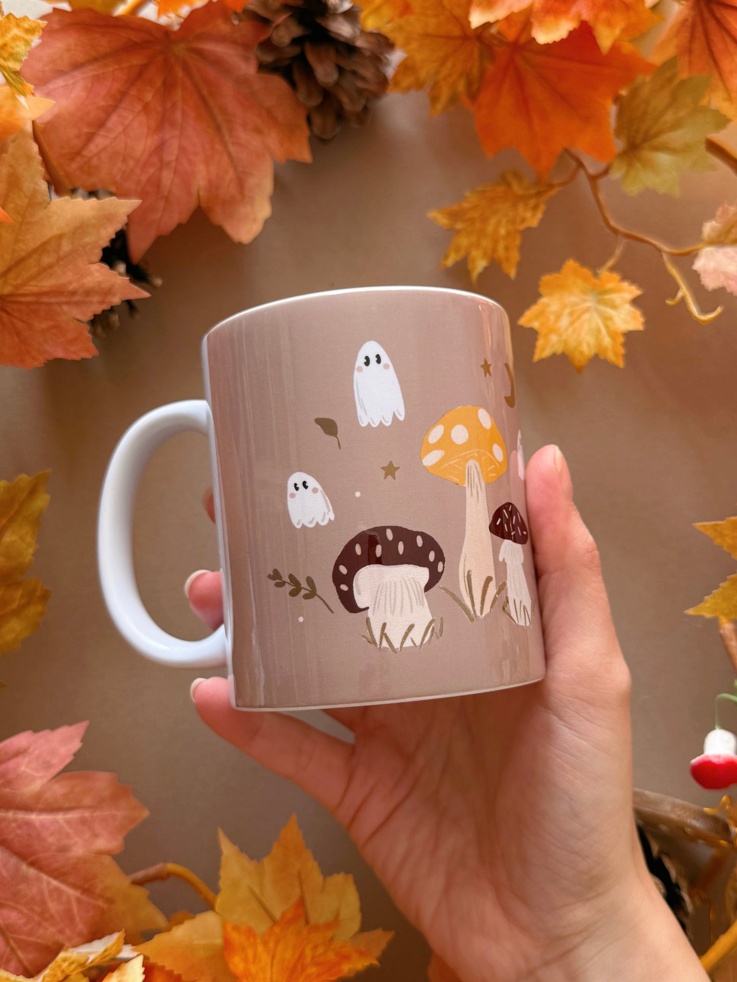 Mushroom Ghost Mug - Tan