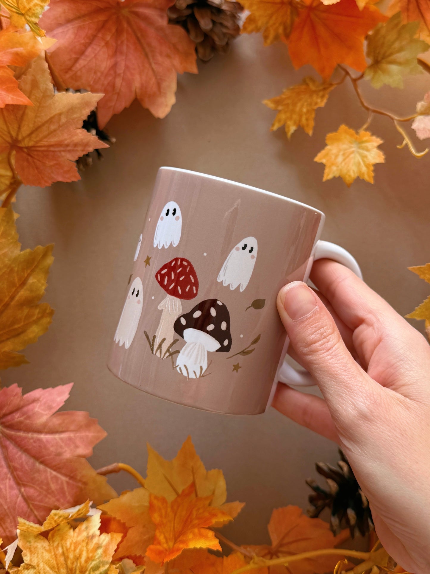 Mushroom Ghost Mug - Tan