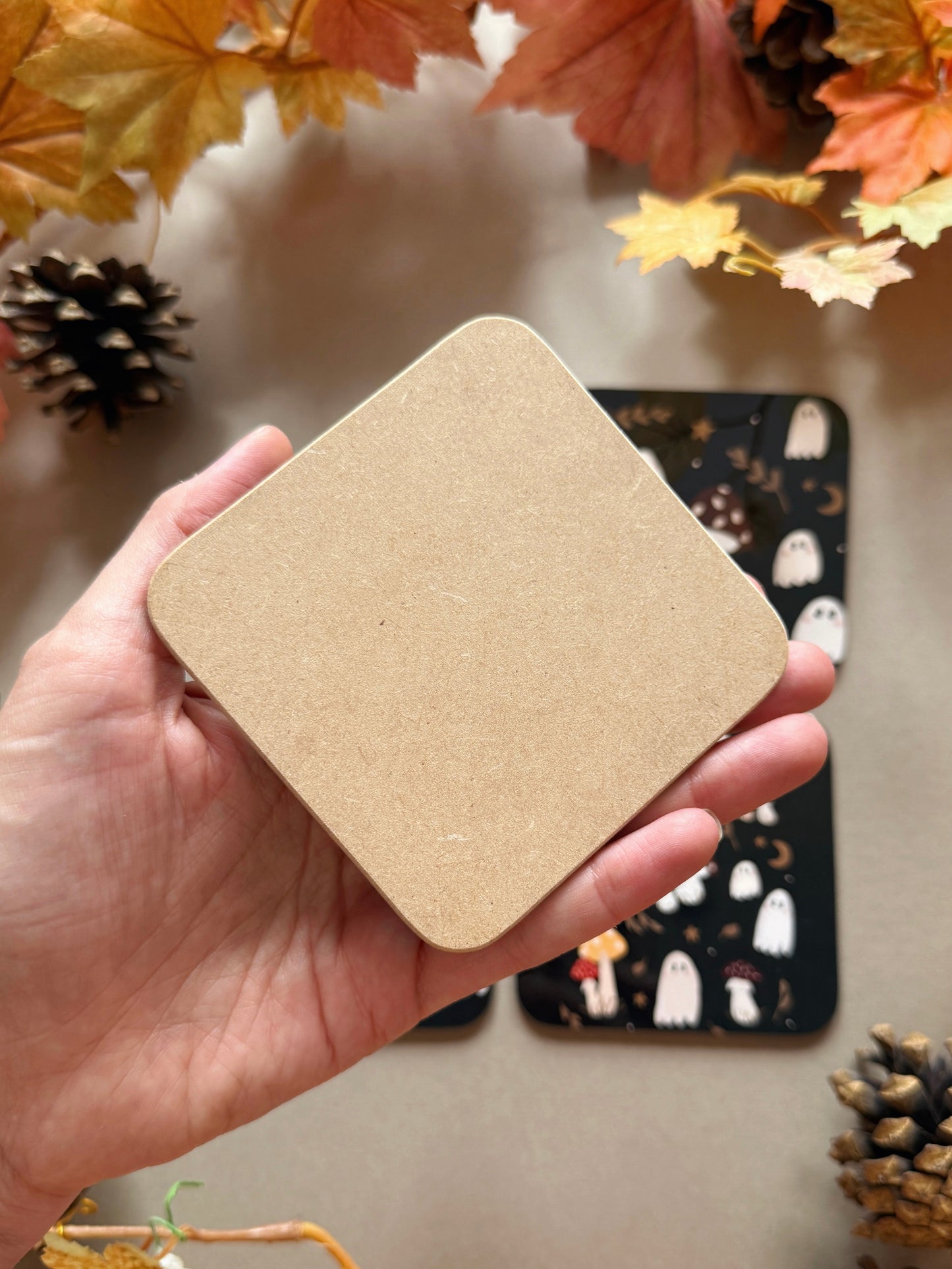 Mushroom Ghost Coaster - Black