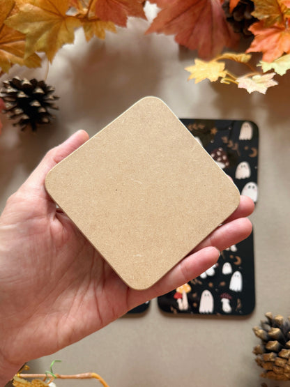 Mushroom Ghost Coaster - Black
