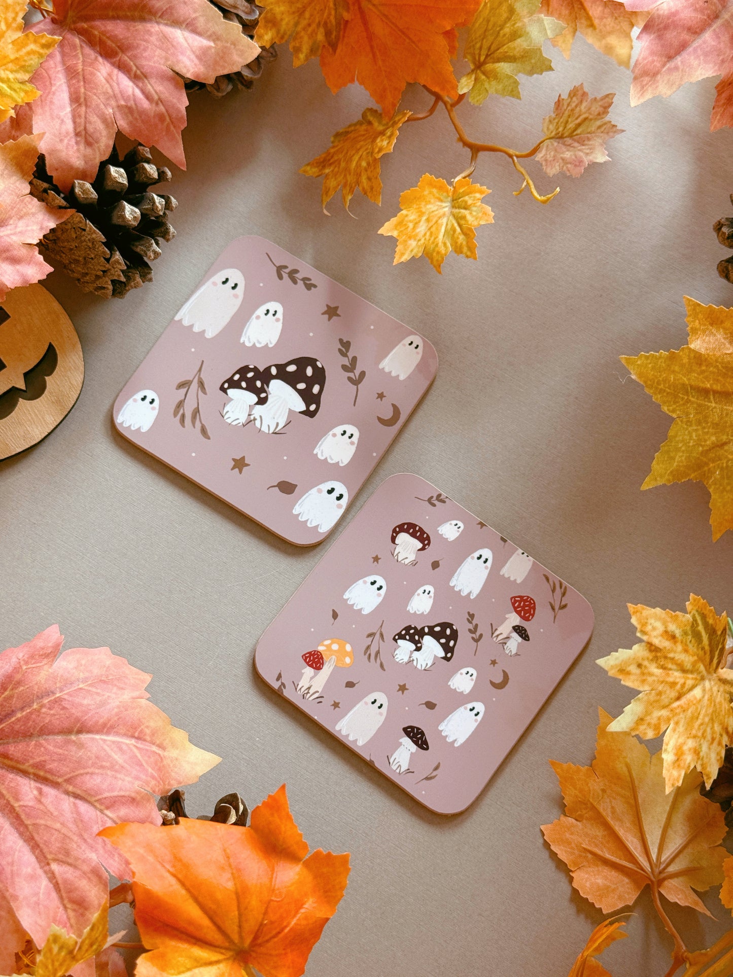 Mushroom Ghost Coaster - Tan