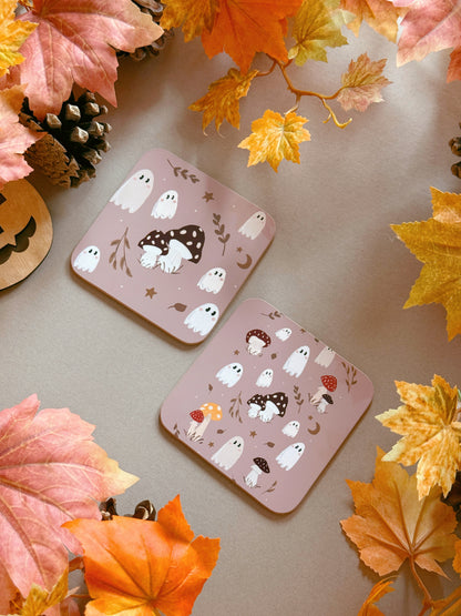 Mushroom Ghost Coaster - Tan