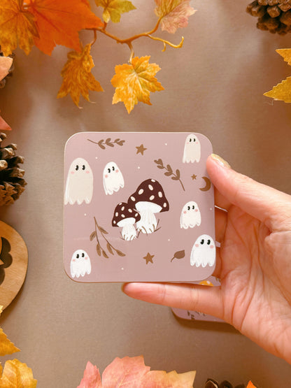 Mushroom Ghost Coaster - Tan