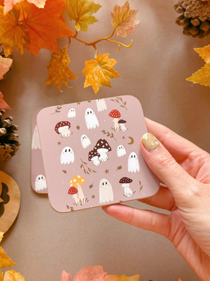 Mushroom Ghost Coaster - Tan