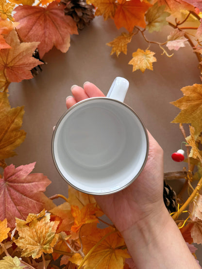Mushroom Ghost Enamel Mug - Tan