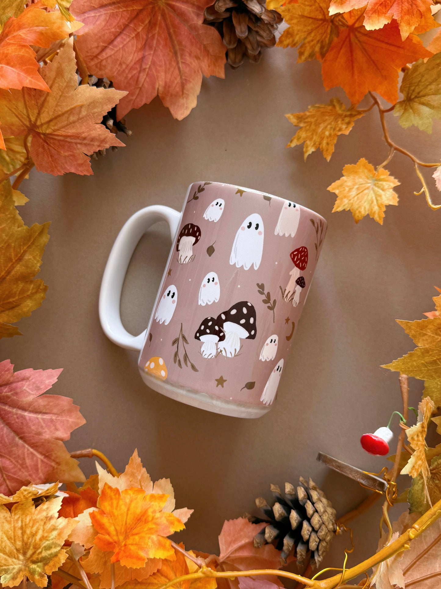 Mushroom Ghost Giant Mug - Tan