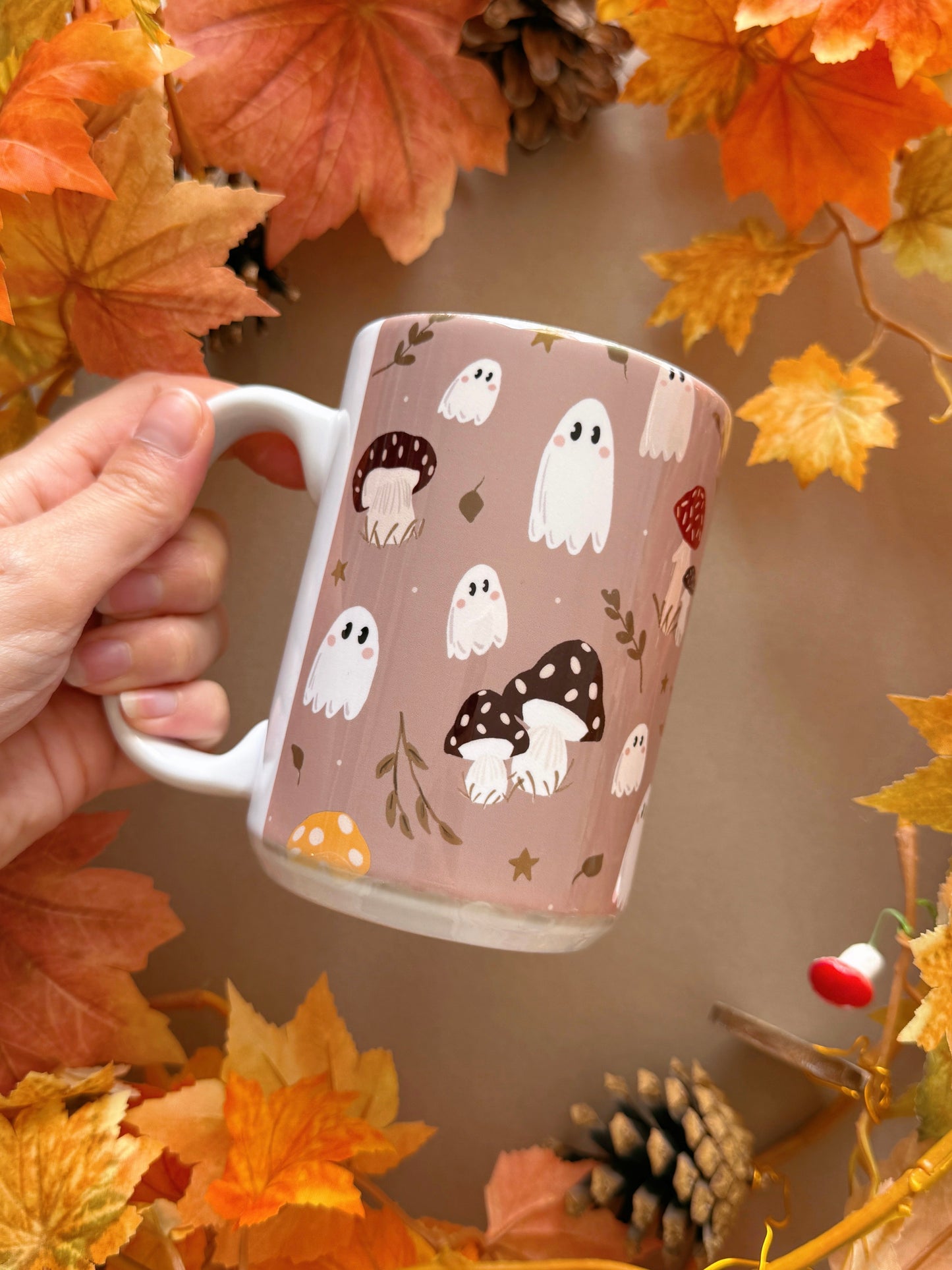 Mushroom Ghost Giant Mug - Tan