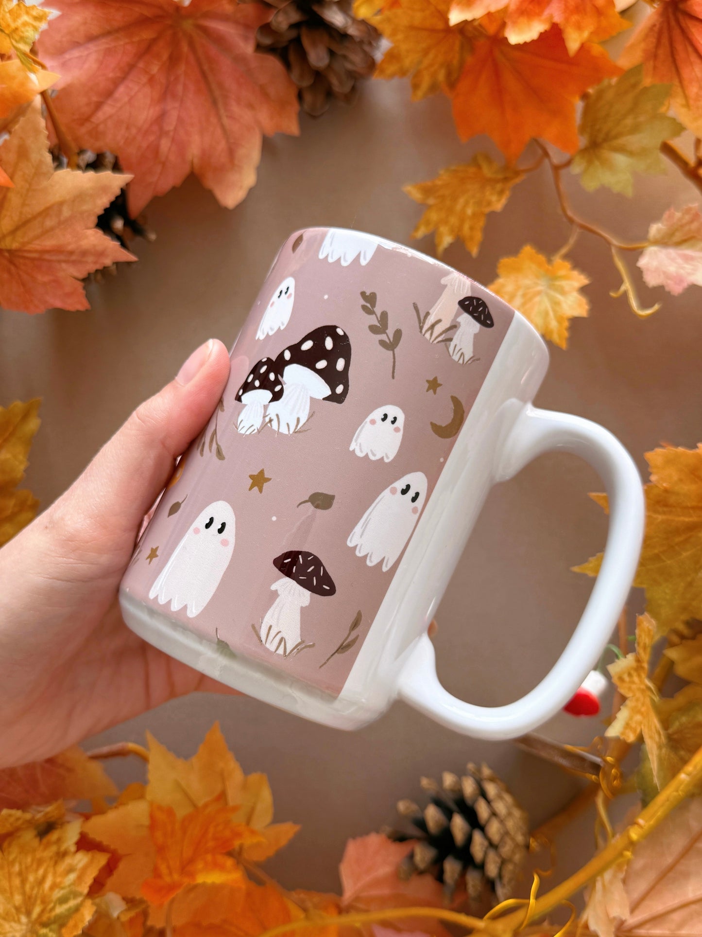 Mushroom Ghost Giant Mug - Tan
