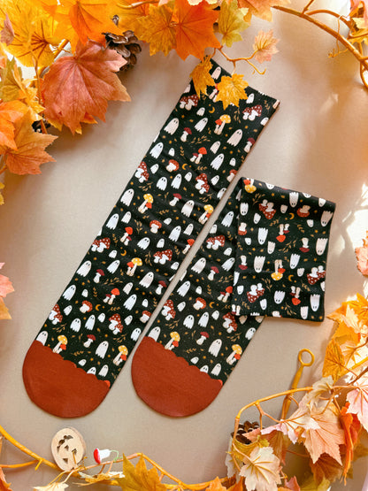 Mushroom Ghost Sock - Black