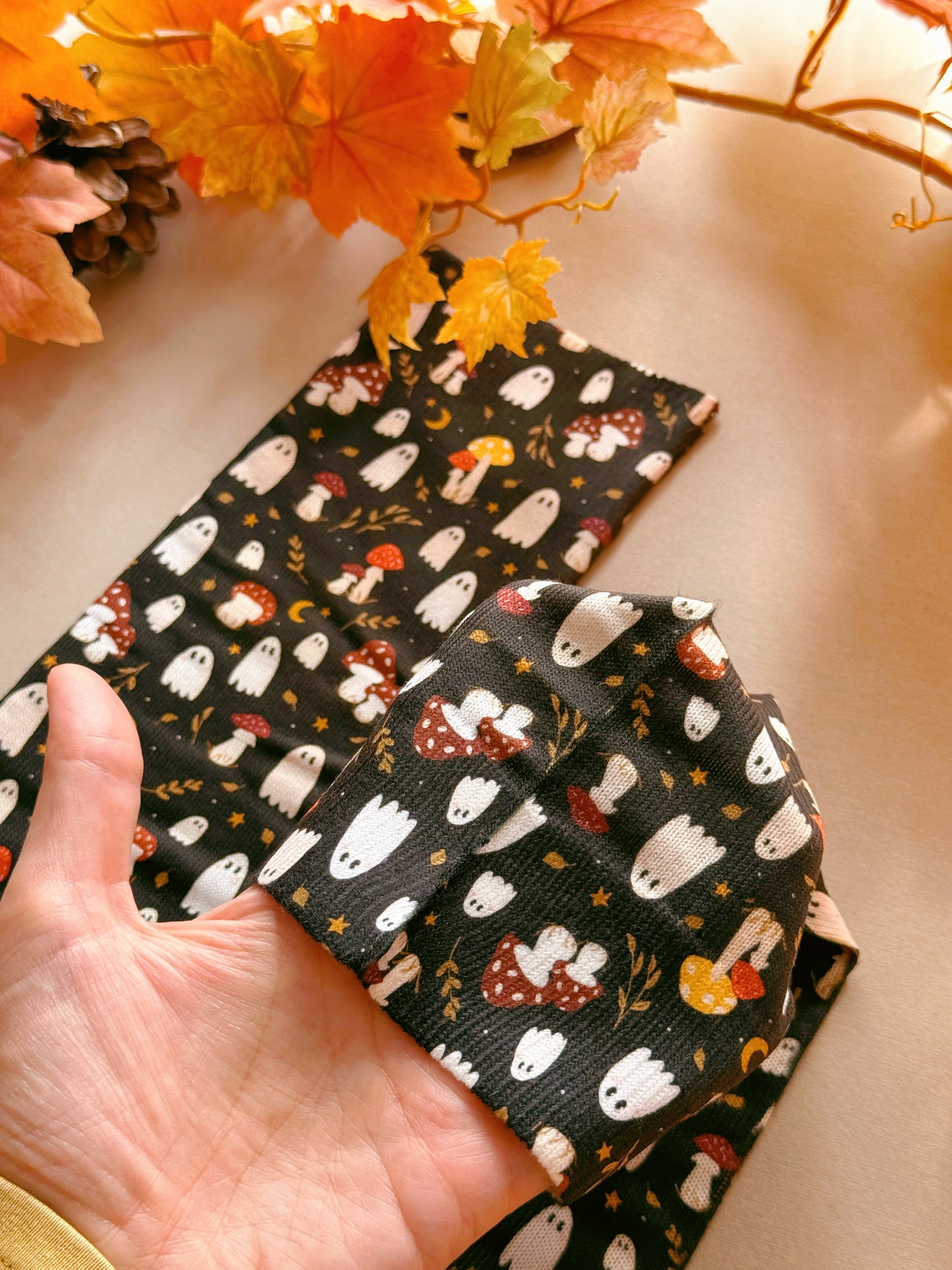 Mushroom Ghost Sock - Black