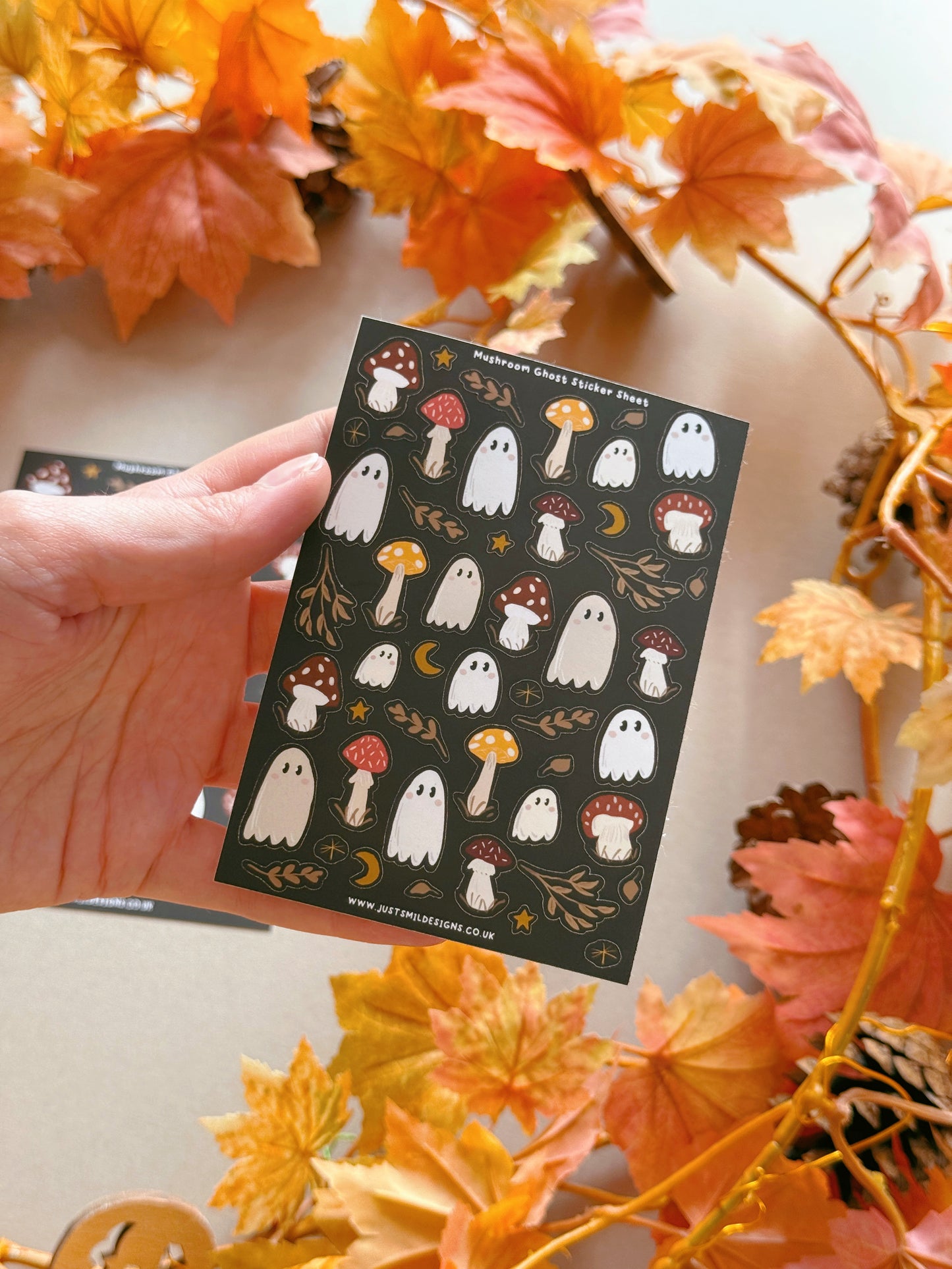Mushroom Ghost Sticker Sheet - Midnight