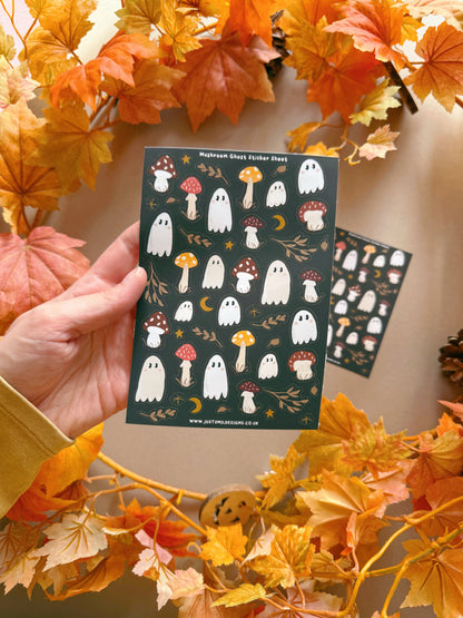 Mushroom Ghost Sticker Sheet - Midnight
