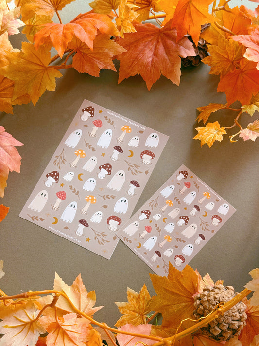 Mushroom Ghost Sticker Sheet - Tan
